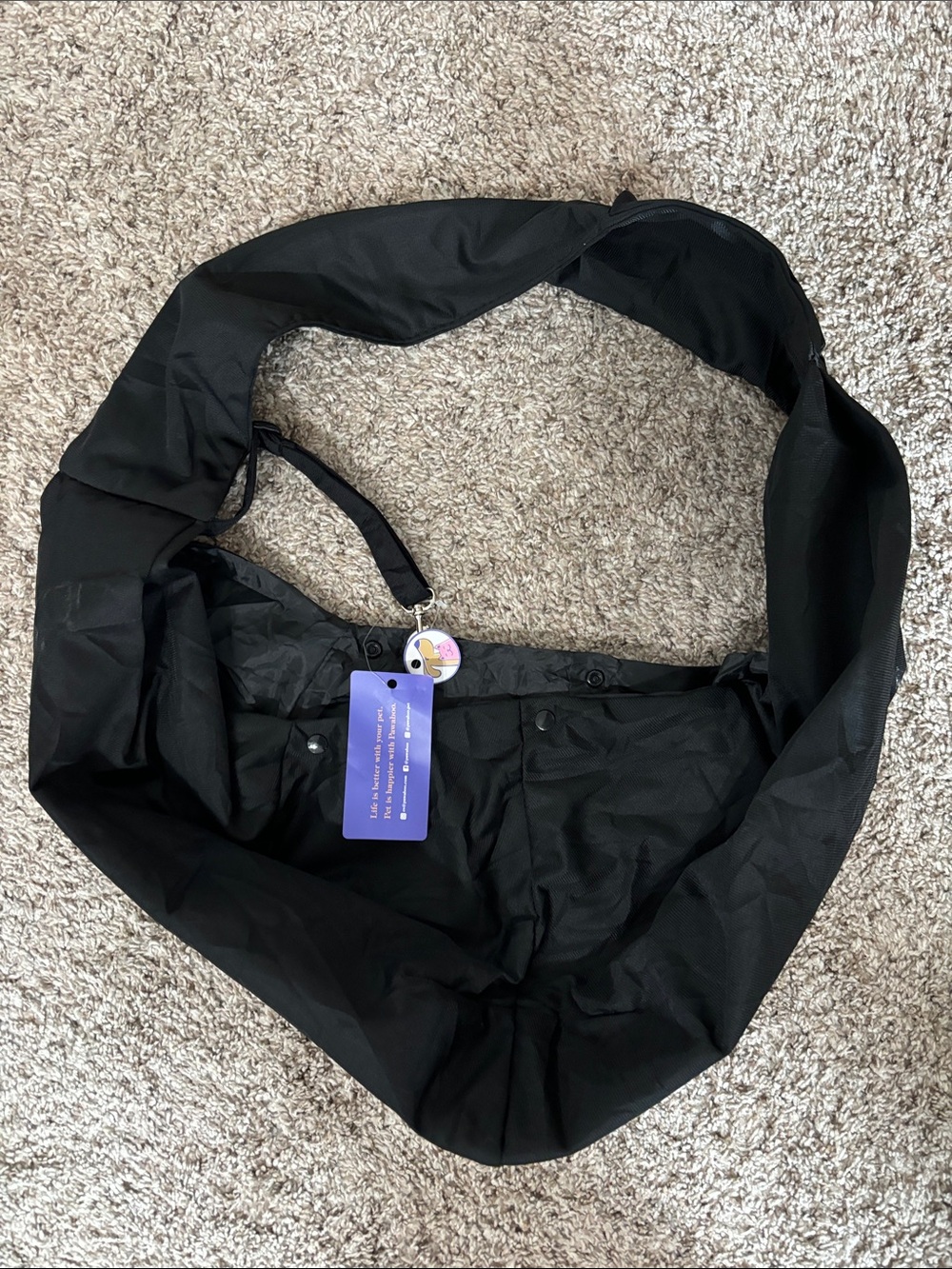 NWT pawaboo Black Sling Bag pet carrier bag for small dog or cat